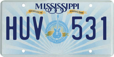 MS license plate HUV531