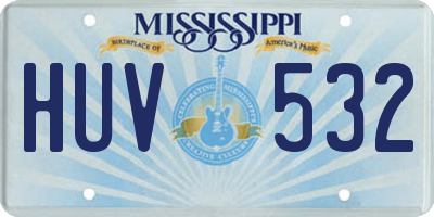 MS license plate HUV532