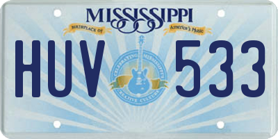 MS license plate HUV533
