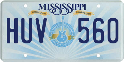 MS license plate HUV560