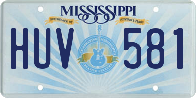 MS license plate HUV581