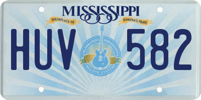 MS license plate HUV582