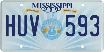 MS license plate HUV593