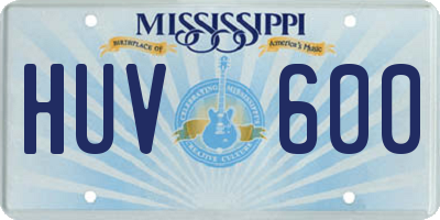 MS license plate HUV600