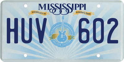 MS license plate HUV602