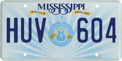 MS license plate HUV604