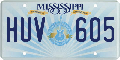 MS license plate HUV605