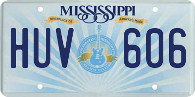 MS license plate HUV606