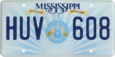MS license plate HUV608