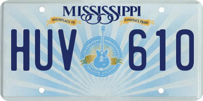 MS license plate HUV610