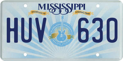 MS license plate HUV630