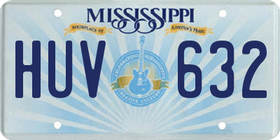 MS license plate HUV632