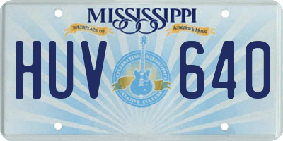 MS license plate HUV640