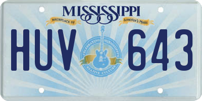 MS license plate HUV643