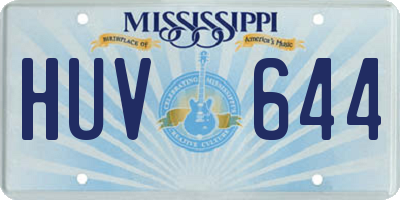MS license plate HUV644