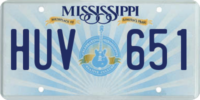 MS license plate HUV651
