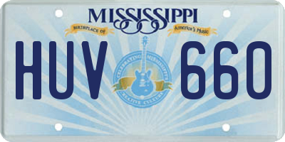 MS license plate HUV660