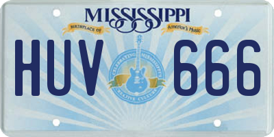 MS license plate HUV666