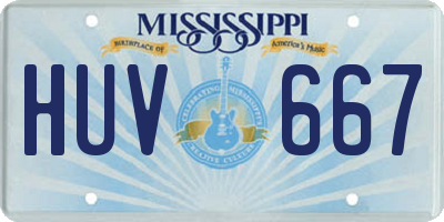 MS license plate HUV667