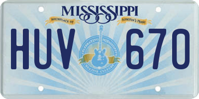 MS license plate HUV670