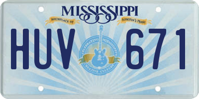 MS license plate HUV671