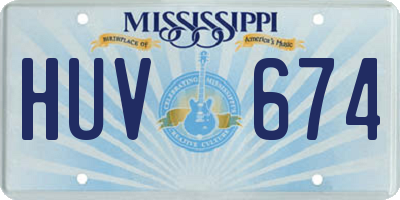 MS license plate HUV674