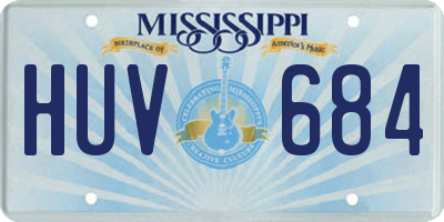 MS license plate HUV684