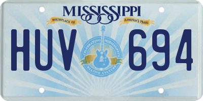 MS license plate HUV694