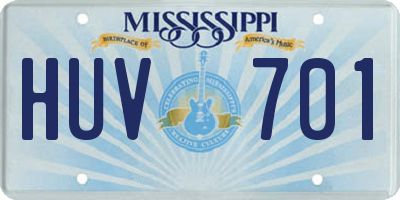 MS license plate HUV701