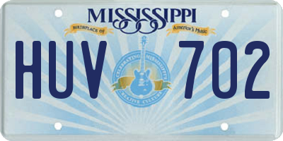 MS license plate HUV702