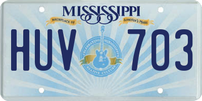 MS license plate HUV703