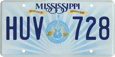 MS license plate HUV728