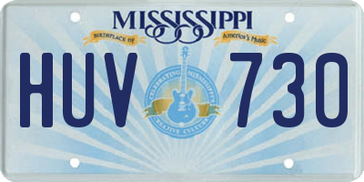 MS license plate HUV730