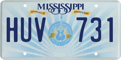 MS license plate HUV731