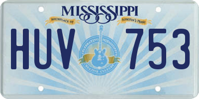 MS license plate HUV753