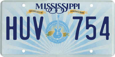 MS license plate HUV754