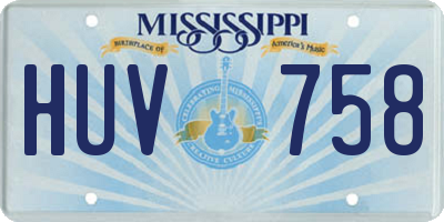 MS license plate HUV758