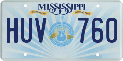 MS license plate HUV760