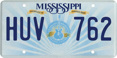 MS license plate HUV762