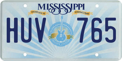 MS license plate HUV765