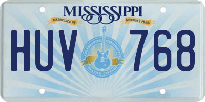 MS license plate HUV768