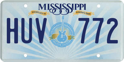 MS license plate HUV772