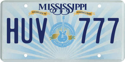 MS license plate HUV777