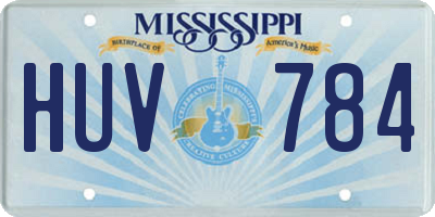 MS license plate HUV784