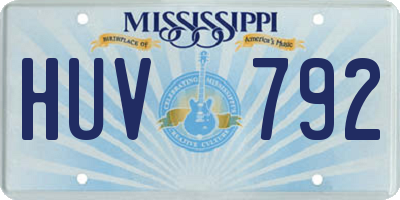 MS license plate HUV792