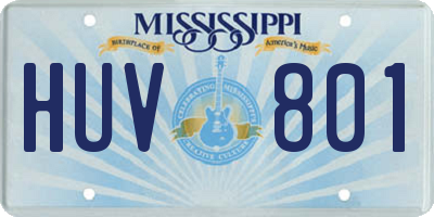 MS license plate HUV801