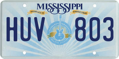 MS license plate HUV803