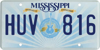 MS license plate HUV816