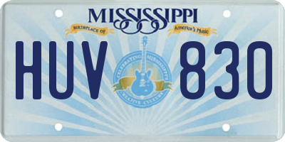 MS license plate HUV830