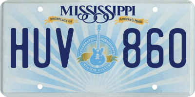 MS license plate HUV860